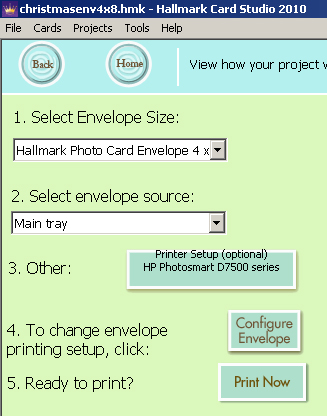 Setup for Hallmark Card Studio with Photosmart Printer